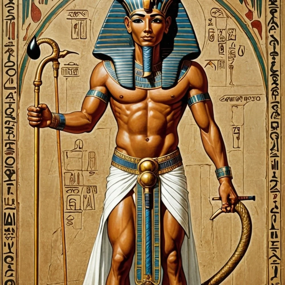 A Egyptian Pharoah In A Glass Front Frame 8x10 Picture AI wall art
